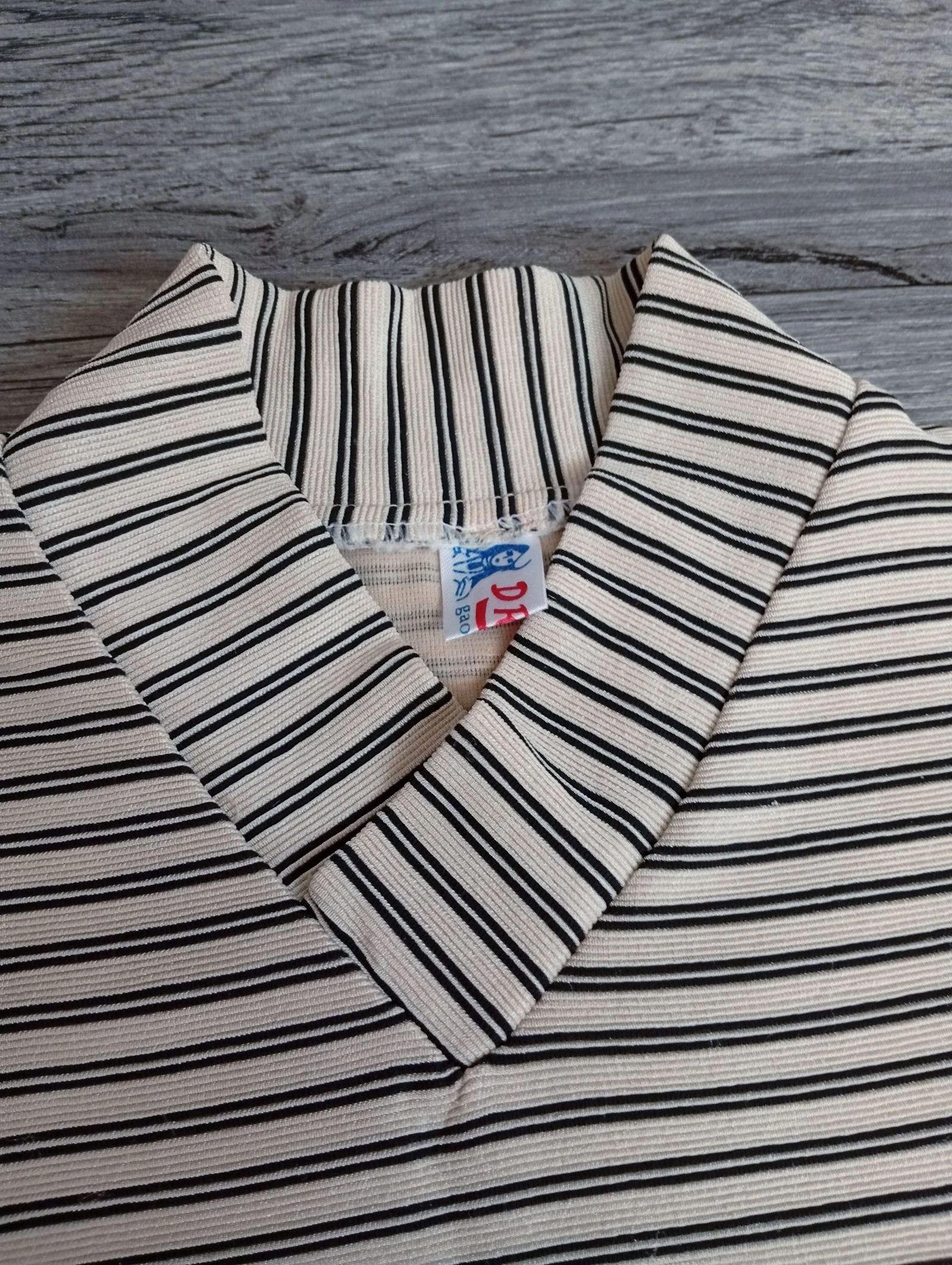 Vestido Skater Retro Preppy com Listras Horizontais Manga Curta casual evasê – photo 4